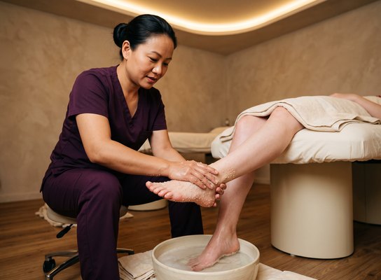 Blissful Foot massage with scrub at Nola Wellness Spa, Kakkanad, Kochi