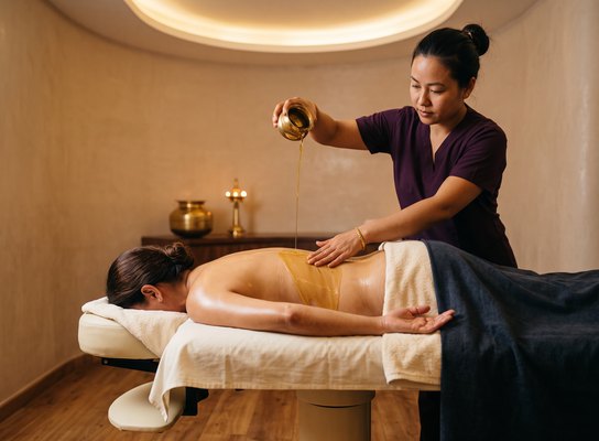 Indian Heritage Massage with warm herbal oils at Nola Wellness Spa, Kakkanad, Kochi
